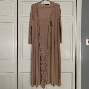 Boohoo Midi Ruched Duster Dress Set